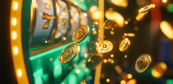 Cash flying out of a slot machine – hit the jackpot!